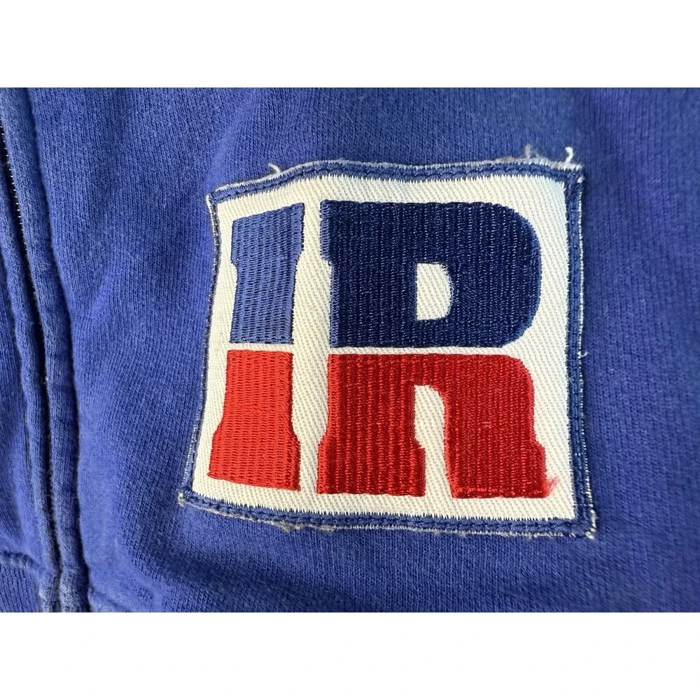 Vtg 100% Cotton Wishbone Racing Jacket Velvet Letter Stitched XL Red White Blue‎